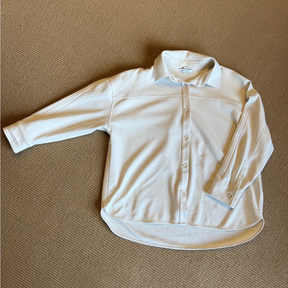 Athleta Cream Button-Up Sweatshirt